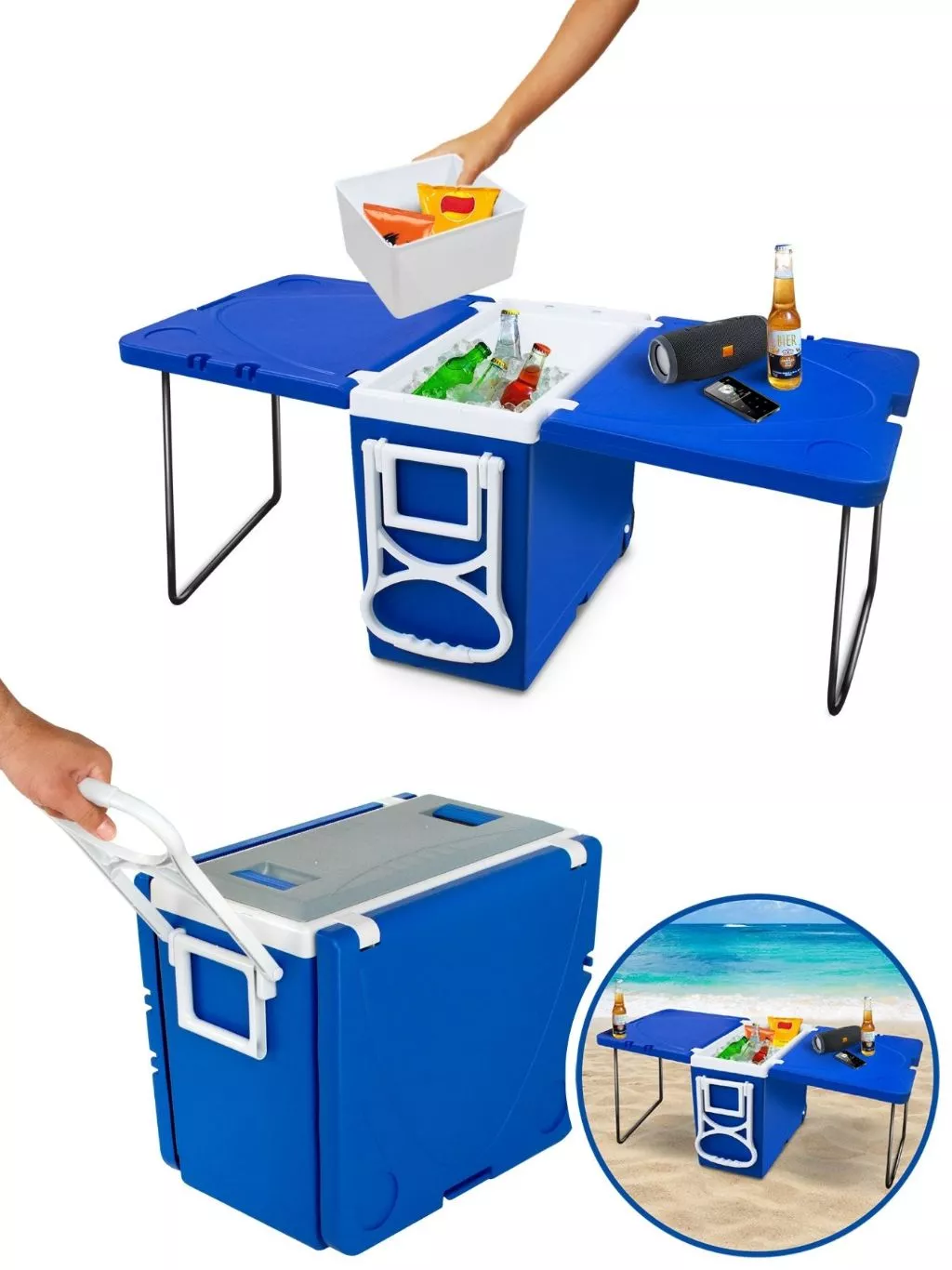 Cooler Multifuncional 3 em 1 – Super Térmica com 2 Mesas Integradas – 32 Litros